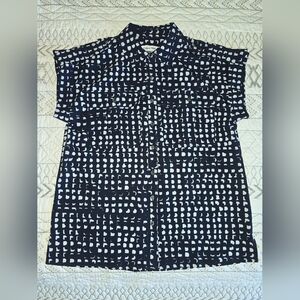 Calvin Klein Black and White Patterned Blouse Sz M